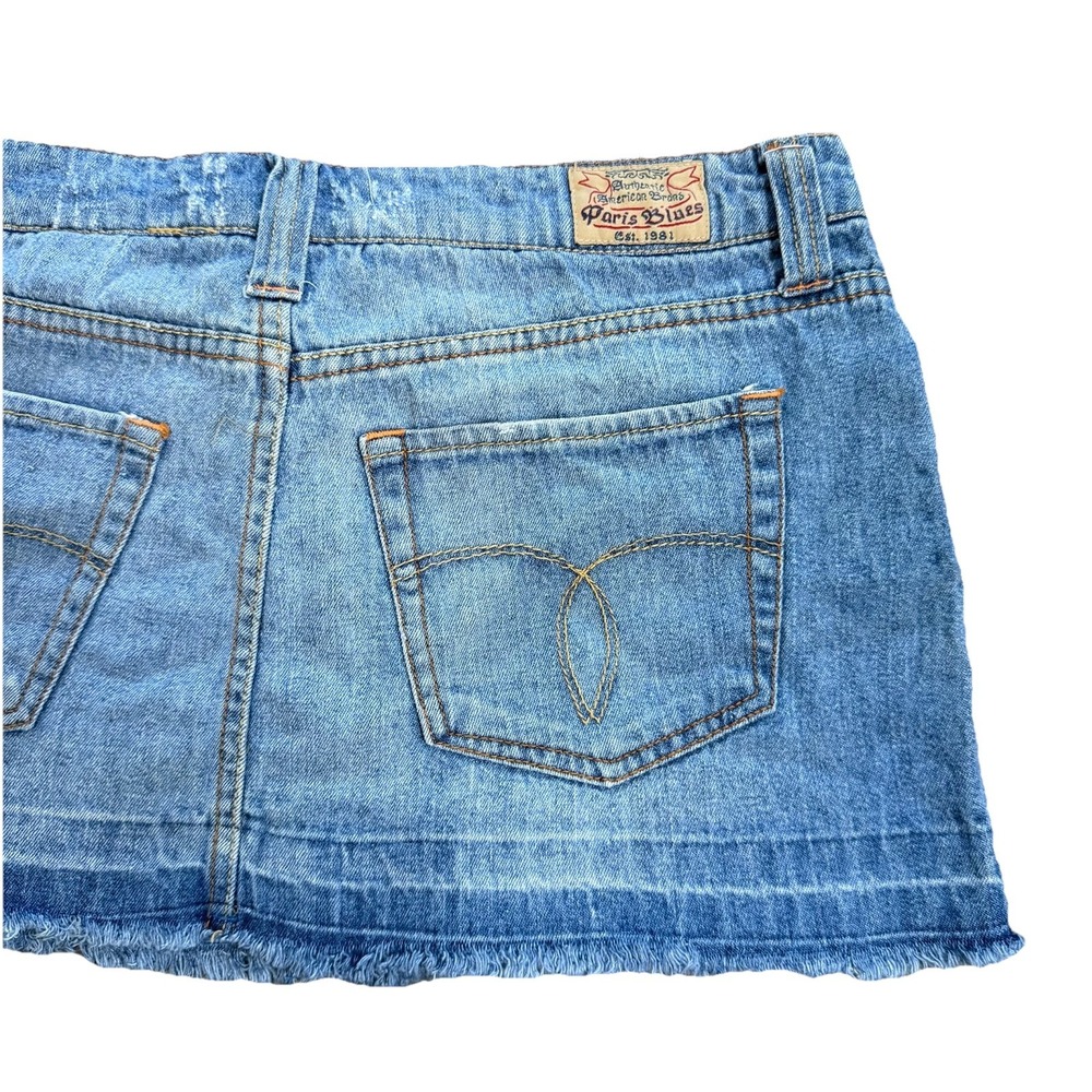 Vintage Y2K Women's Micro Mini Cut Off Raw Hem Distressed Denim Skirt Size 7 - Picture 7 of 8